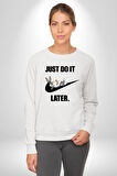 Just Do It Later Nike Bug Bunny Kadın Erkek Beyaz Sweatshirt 