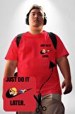 Anime Luffy Childhood Kırmızı Büyük Beden Kadın Basic Minimal Baskılı Tişört