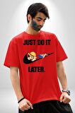 Anime Luffy Childhood Pamuklu Bisiklet Yaka Kadın Erkek Oversize Boyfriend Dijital Baskılı Kırmızı T-shirt