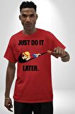 Anime Luffy Childhood Pamuklu Bisiklet Yaka Kadın Erkek Oversize Boyfriend Dijital Baskılı Kırmızı T-shirt