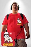 Star Wars My First Trip To Kırmızı Büyük Beden Kadın Basic Minimal Baskılı Tişört