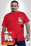 Star Wars My First Trip To Kırmızı Büyük Beden Kadın Basic Minimal Baskılı Tişört
