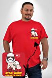 Star Wars My First Trip To Kırmızı Büyük Beden Kadın Basic Minimal Baskılı Tişört