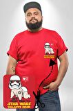 Star Wars My First Trip To Kırmızı Büyük Beden Kadın Basic Minimal Baskılı Tişört