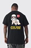 Star Wars My First Trip To Büyük Beden Siyah Tişört Kadın Erkek Ünisex Sırt Baskılı