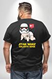 Star Wars My First Trip To Büyük Beden Siyah Tişört Kadın Erkek Ünisex Sırt Baskılı