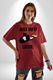 Mickey Bekleme Yap Spor Pamuklu Bisiklet Yaka Kadın Erkek Oversize Boyfriend Dijital Baskılı Kırmızı T-shirt