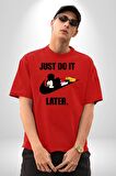 Mickey Bekleme Yap Spor Pamuklu Bisiklet Yaka Kadın Erkek Oversize Boyfriend Dijital Baskılı Kırmızı T-shirt