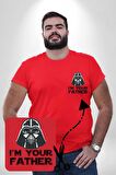 Darth Vader Ben Senin Babanım Kırmızı Büyük Beden Kadın Basic Minimal Baskılı Tişört