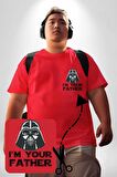 Darth Vader Ben Senin Babanım Kırmızı Büyük Beden Kadın Basic Minimal Baskılı Tişört