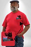 Darth Vader Senin Baban Kim ? Kırmızı Büyük Beden Kadın Basic Minimal Baskılı Tişört