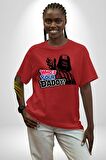 Darth Vader Senin Baban Kim ? Pamuklu Bisiklet Yaka Kadın Erkek Oversize Boyfriend Dijital Baskılı Kırmızı T-shirt