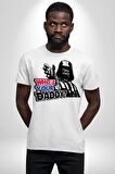 Darth Vader Senin Baban Kim ? Kadın Erkek Unisex Beyaz Organik Baskılı T-Shirt Penye Yüksek Kalite