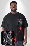 Naruto Shippuden Anti Leaf Grup Siyah Büyük Beden Kadın Basic Minimal Baskılı Tişört