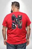 Naruto Shippuden Anti Leaf Grup Büyük Beden Kırmızı Tişört Kadın Erkek Ünisex Sırt Baskılı