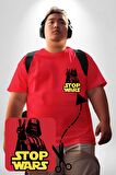 Darth Vader Savaşa Hayır Barış Kırmızı Büyük Beden Kadın Basic Minimal Baskılı Tişört