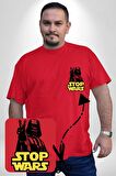 Darth Vader Savaşa Hayır Barış Kırmızı Büyük Beden Kadın Basic Minimal Baskılı Tişört