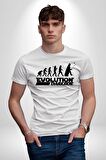Evrim Yıldız Savaşları İnsanlık Kadın Erkek Unisex Beyaz Organik Baskılı T-Shirt Penye Yüksek Kalite