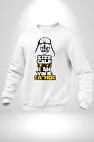 Sakin Ol Senin Baban Benim Kadın Erkek Beyaz Sweatshirt 