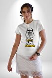 Sakin Ol Senin Baban Benim Kadın Erkek Unisex Beyaz Organik Baskılı T-Shirt Penye Yüksek Kalite