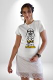 Sakin Ol Senin Baban Benim Kadın Erkek Unisex Beyaz Organik Baskılı T-Shirt Penye Yüksek Kalite