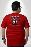 AC/DC Let There Be Rock Büyük Beden Kırmızı Tişört Kadın Erkek Ünisex Sırt Baskılı