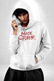 Alice Cooper Rock Solist Metalin Babası From The İnside İçeriden 1978 Kadın Erkek  Beyaz Kapüşonlu Sweatshirt Hoodie