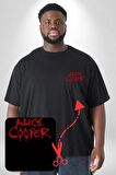 Alice Cooper Rock Solist Metalin Babası From The İnside İçeriden 1978 Siyah Büyük Beden Kadın Basic Minimal Baskılı Tişört