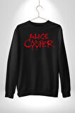 Alice Cooper Rock Solist Metalin Babası From The İnside İçeriden 1978 Kadın Erkek Siyah Sweatshirt 
