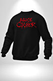 Alice Cooper Rock Solist Metalin Babası From The İnside İçeriden 1978 Kadın Erkek Siyah Sweatshirt 