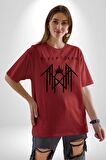 Sleep Token  Pamuklu Bisiklet Yaka Kadın Erkek Oversize Boyfriend Dijital Baskılı Kırmızı T-shirt
