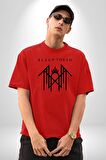 Sleep Token  Pamuklu Bisiklet Yaka Kadın Erkek Oversize Boyfriend Dijital Baskılı Kırmızı T-shirt