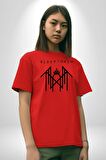 Sleep Token  Pamuklu Bisiklet Yaka Kadın Erkek Oversize Boyfriend Dijital Baskılı Kırmızı T-shirt