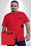 Staind Kırmızı Büyük Beden Kadın Basic Minimal Baskılı Tişört