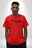 Staind Pamuklu Bisiklet Yaka Kadın Erkek Oversize Boyfriend Dijital Baskılı Kırmızı T-shirt