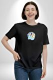 Bluey  Siyah Oversize Kadın Erkek Ön Orta Minimal Baskılı Tişört