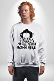 Korkunç Palyaço Korku Film Kadın Erkek Beyaz Sweatshirt 