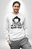 Korkunç Palyaço Korku Film Kadın Erkek Beyaz Sweatshirt 