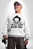Korkunç Palyaço Korku Film Kadın Erkek Beyaz Sweatshirt 