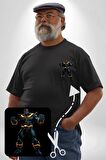 Thanos  Siyah Büyük Beden Kadın Basic Minimal Baskılı Tişört