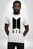 BTS Kadın Erkek Unisex Beyaz Organik Baskılı T-Shirt Penye Yüksek Kalite