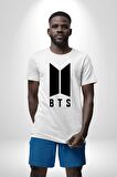 BTS Kadın Erkek Unisex Beyaz Organik Baskılı T-Shirt Penye Yüksek Kalite