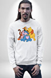 Winnie the Pooh Piglet Bal Küpü Kadın Erkek Beyaz Sweatshirt 