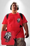 Naruto Shippuden Sai Lion Kırmızı Büyük Beden Kadın Basic Minimal Baskılı Tişört