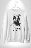 Naruto Shippuden Naruto ve Sasuke Kadın Erkek Beyaz Sweatshirt 