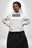 Madmax Kadın Erkek  Beyaz Kapüşonlu Sweatshirt Hoodie