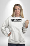 Madmax Kadın Erkek  Beyaz Kapüşonlu Sweatshirt Hoodie