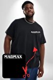 Madmax Siyah Büyük Beden Kadın Basic Minimal Baskılı Tişört