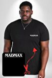 Madmax Siyah Büyük Beden Kadın Basic Minimal Baskılı Tişört