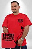 Stranger Things Kırmızı Büyük Beden Kadın Basic Minimal Baskılı Tişört